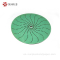 Discos de papel de lija de película verde de gancho y bucle